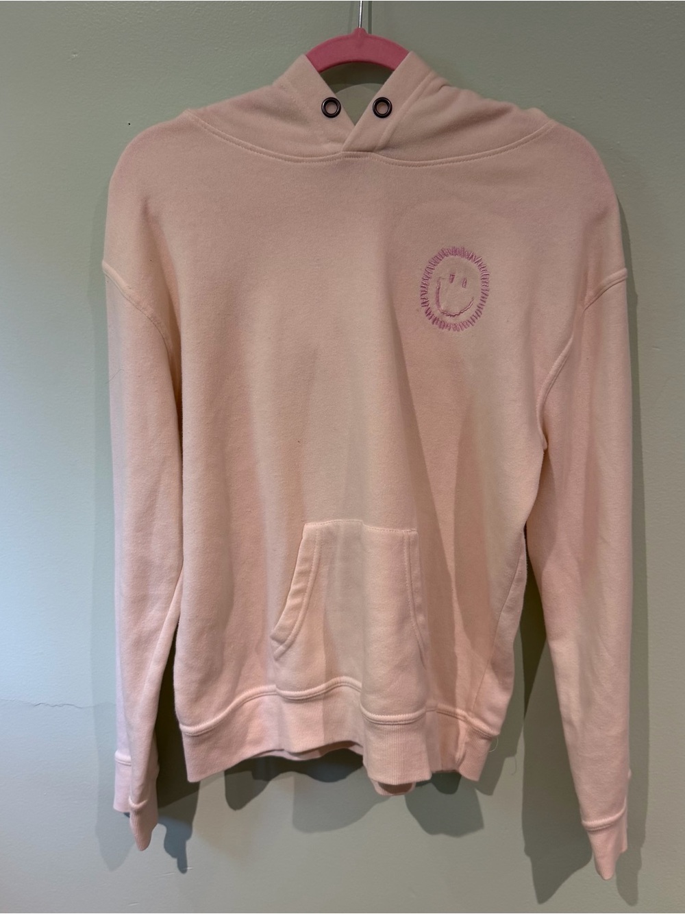 Cream Women's Hoodie with Smiley Detail